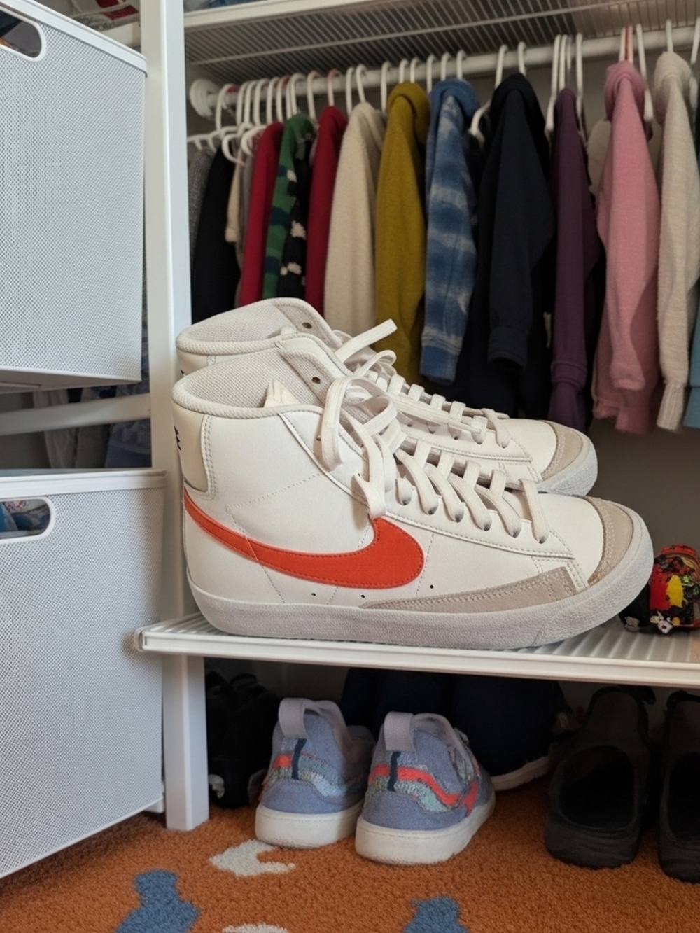 Kid's Nike Blazer Mid Vintage '77 White with Red Swoosh Size 5 Youth